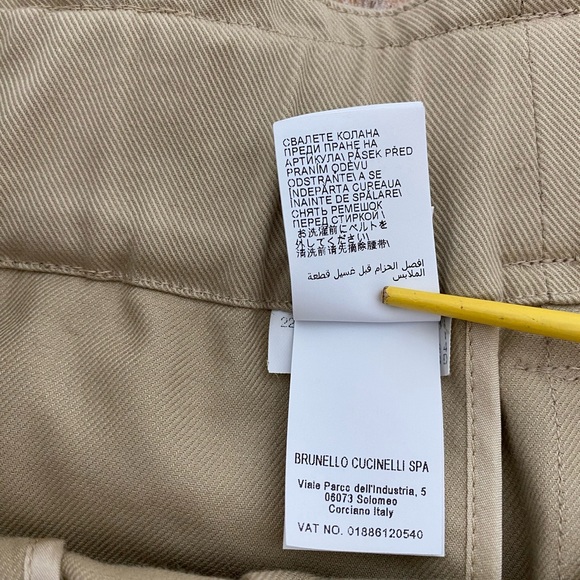 BRUNELLO CUCINELLI Cropped Pleated Cotton Blend Twill Tapered Pants Women’s 12 - Picture 8 of 15